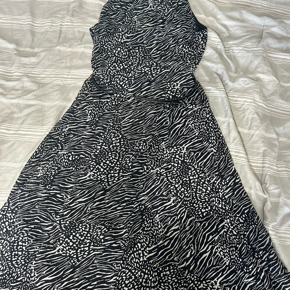 Tommy Hilfiger Black and White Halter A-line Midi Dress